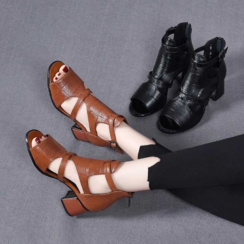 High Quality Womens Soft Leather Casual Roman Sandals Ladies Summer New Soft Sole Platform Wedge Sandals Fashion Hollow Designer Sandals T241227