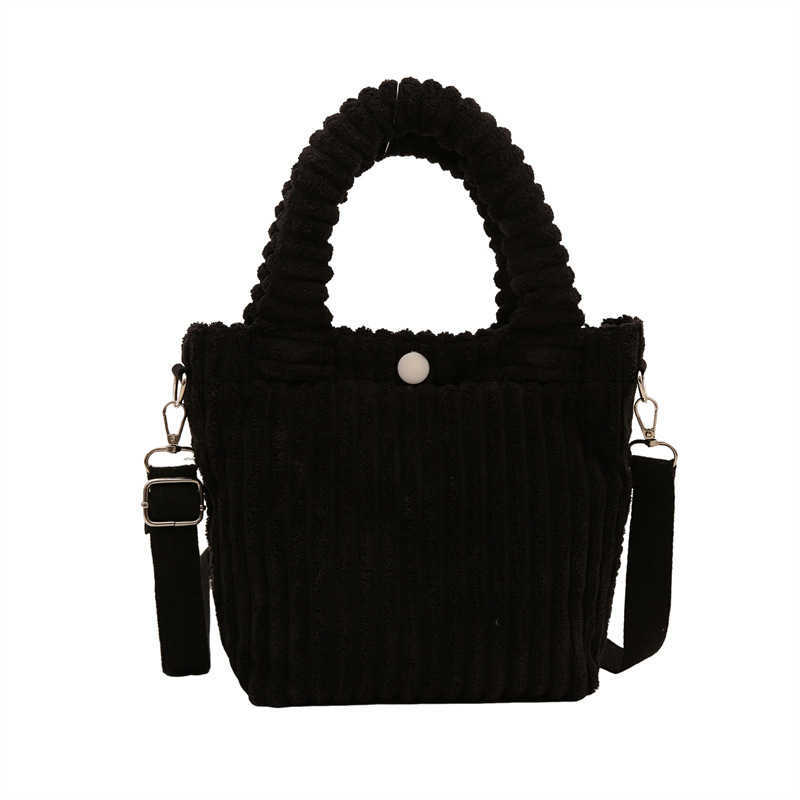 Niche corduroy bucket bag 2024 winter new plush crossbody bag cute plush handbag small square bag