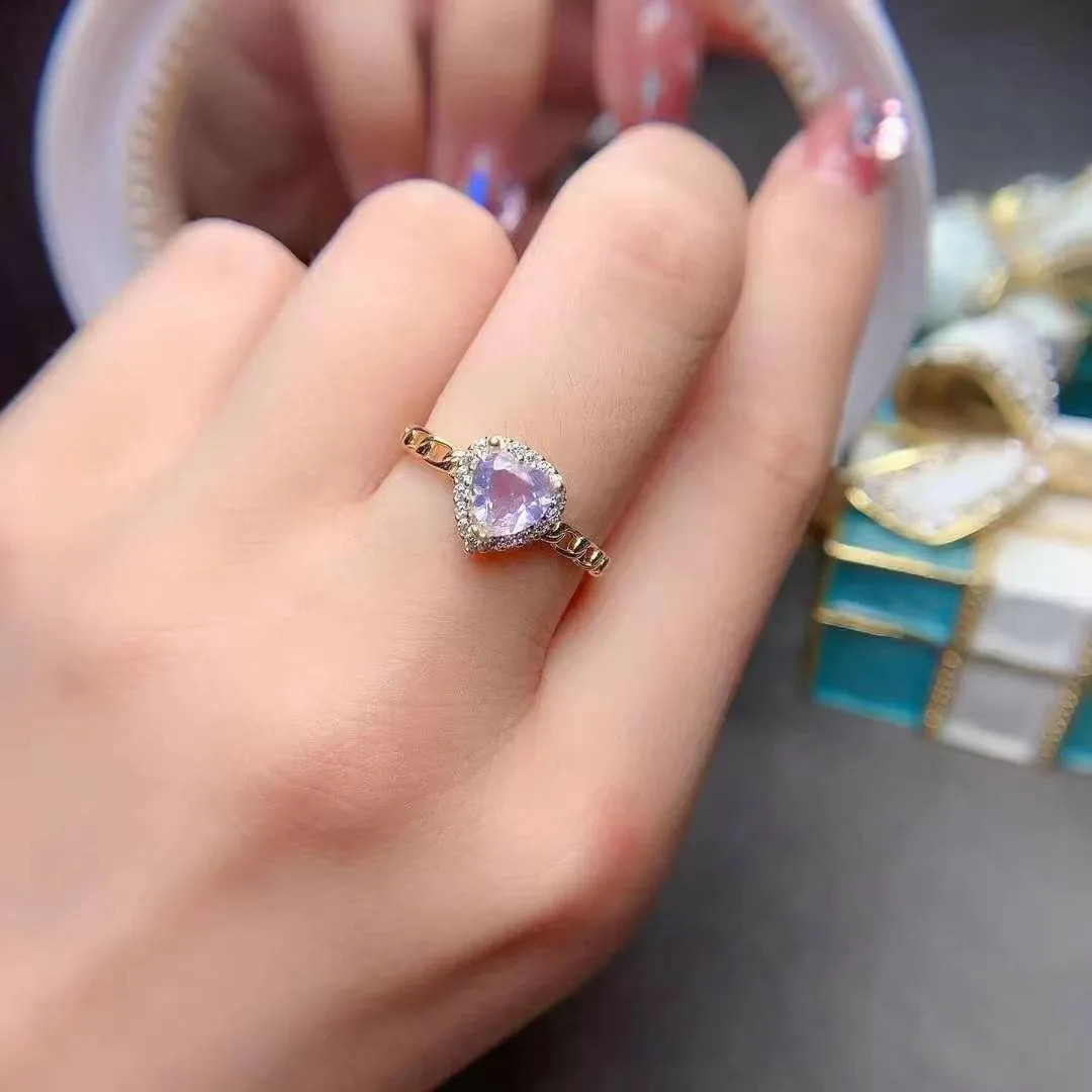 FS S925 Sterling Silver Natural Heart-shaped Amethyst Fine Jewelry Set for Women Ring Pendant Earrings 3-Piece With Certificate 241226