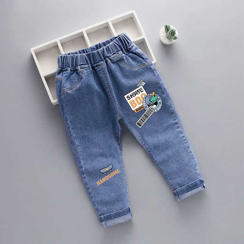 Childrens jeans boys spring and autumn Korean version elastic jeans girls versatile fashion denim pants 1-6Y W241227