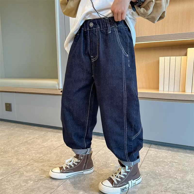Boys Jeans Spring 2024 New Loose Pants Denim Childrens Handsome Autumn Pants 2 3 4 5 6 7 8 9 10 11 12 13 14 Years W241227