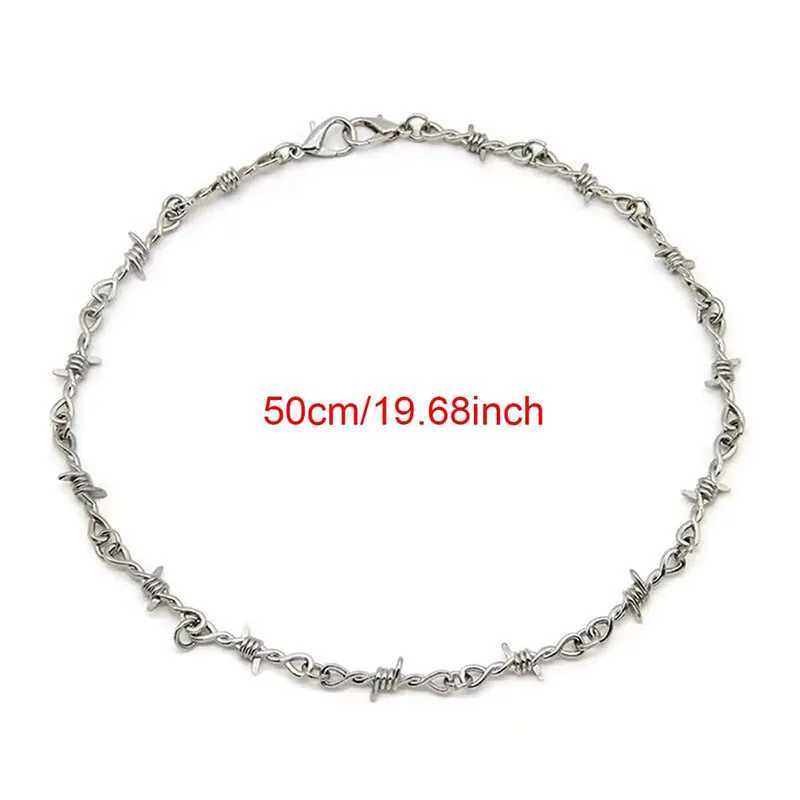 Punk Thorns Chain Necklace for Men Streetwear Baed Wire Brambles Boys Hip Hop Harajuku Party Halloween JewelryXJ241227