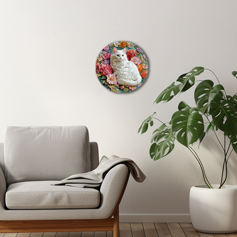 Chausie Lion Cat Memorial Customizable Circular Aluminum Pet Ornaments Premium Decorative Paintings Pet Souvenir Tombstones