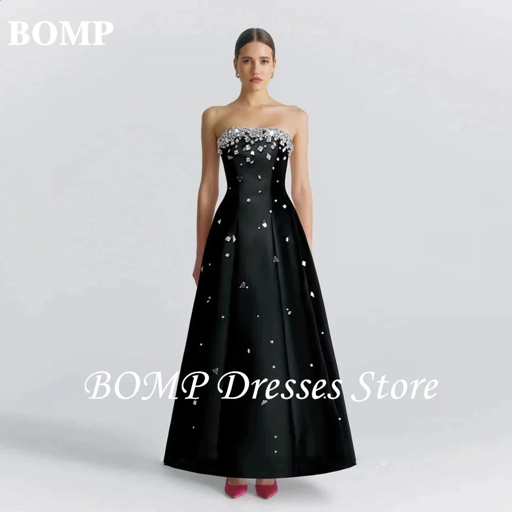 BOMP Dubai Black Appliques Sequined Beaded Evening Dress for Women 2025 Elegant Birthday Party Formal Gowns Customized 241223