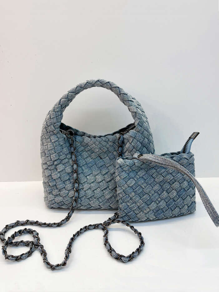 Cowboy canvas woven mini small women's 2025 new chain crossbody baghand-held vegetable basket bag