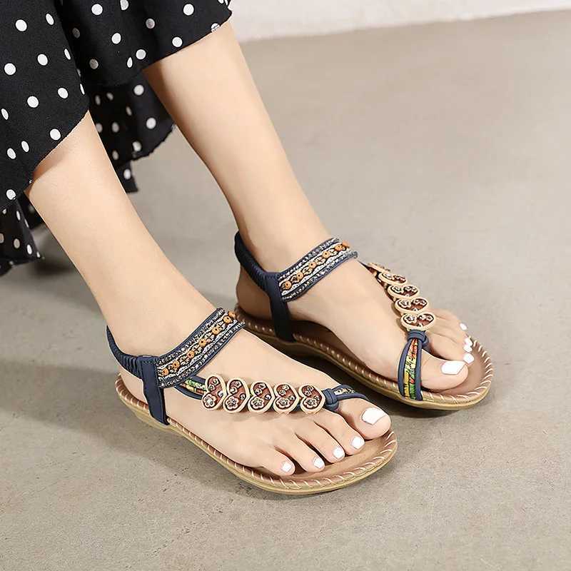 High Quality Plus Size 35-43 Shoes for Women Summer Women Sandals Rhinestone Open Toe Fashion Solid Color Beach Sandals Non-slip Shoes T241227