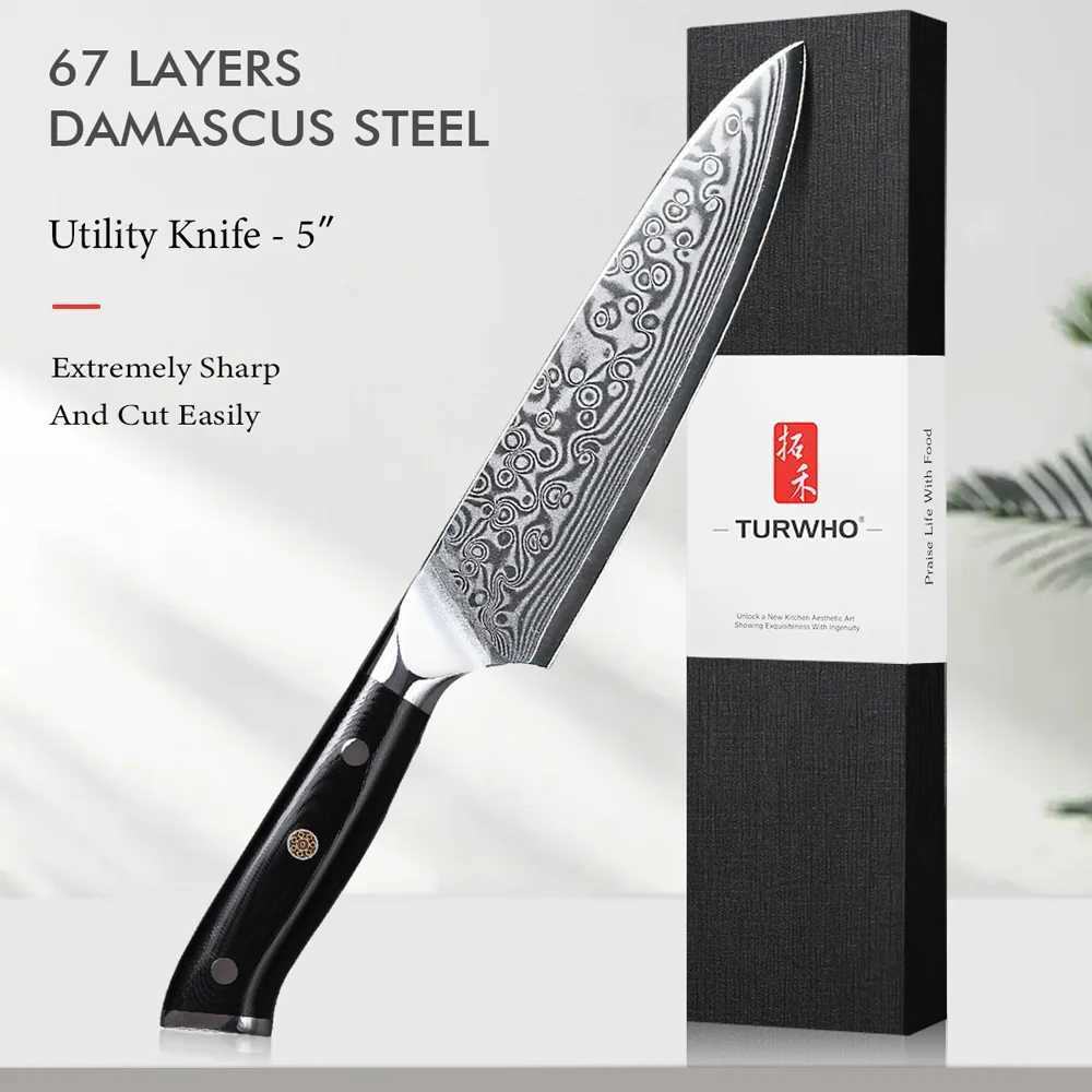 TURWHO 5 Practical Knife Japanese 67th Floor Damascus VG10 Steel Core Chef Knife Mti Function Matching Knife Slicer Kitchen Knife Y241227