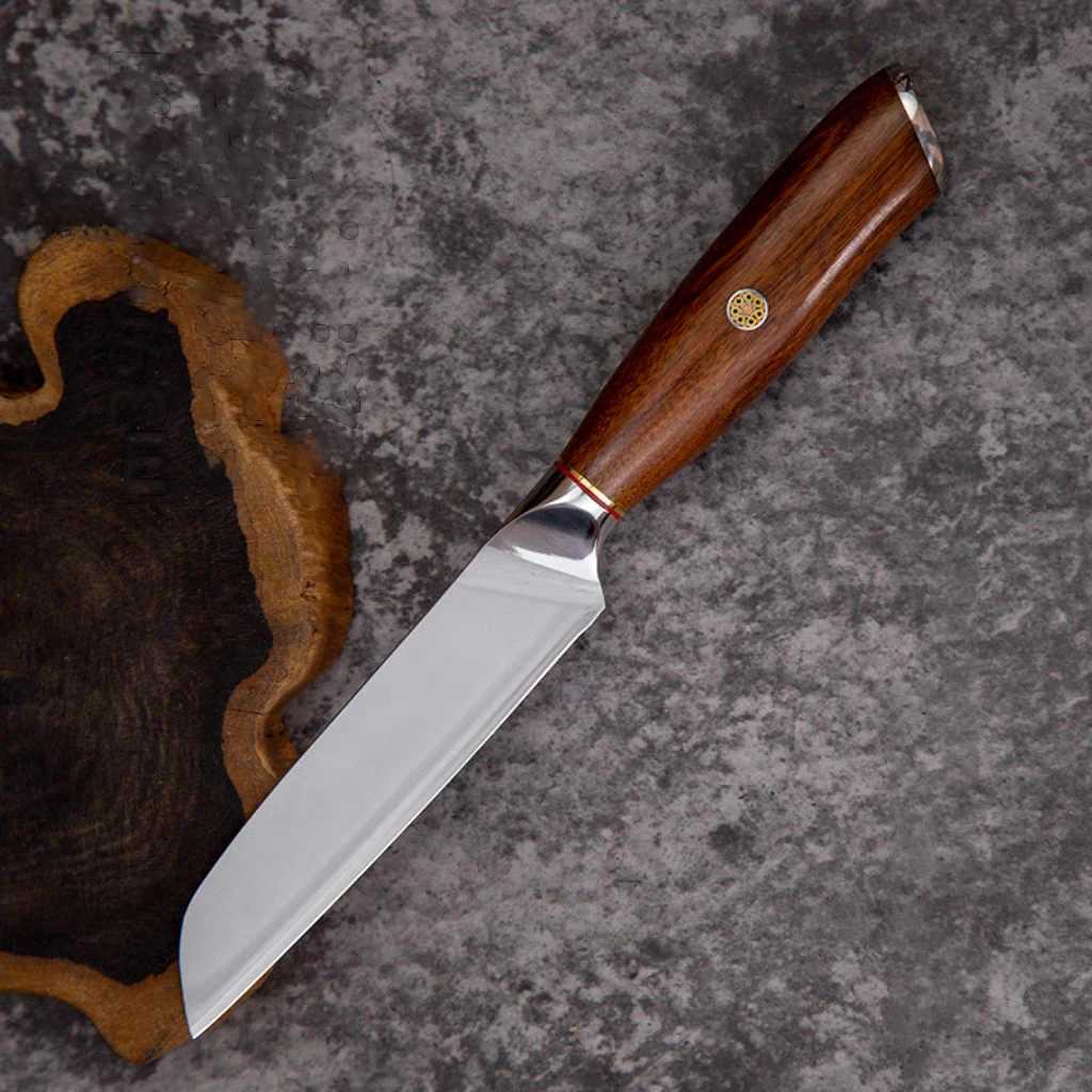 Utility Knife M390 Core 3 Layer Clad Steel Blade Wood Handle Sharp Santoku Cleaver Slicing Paring Kitchen Knives Cooking Tools Y241227