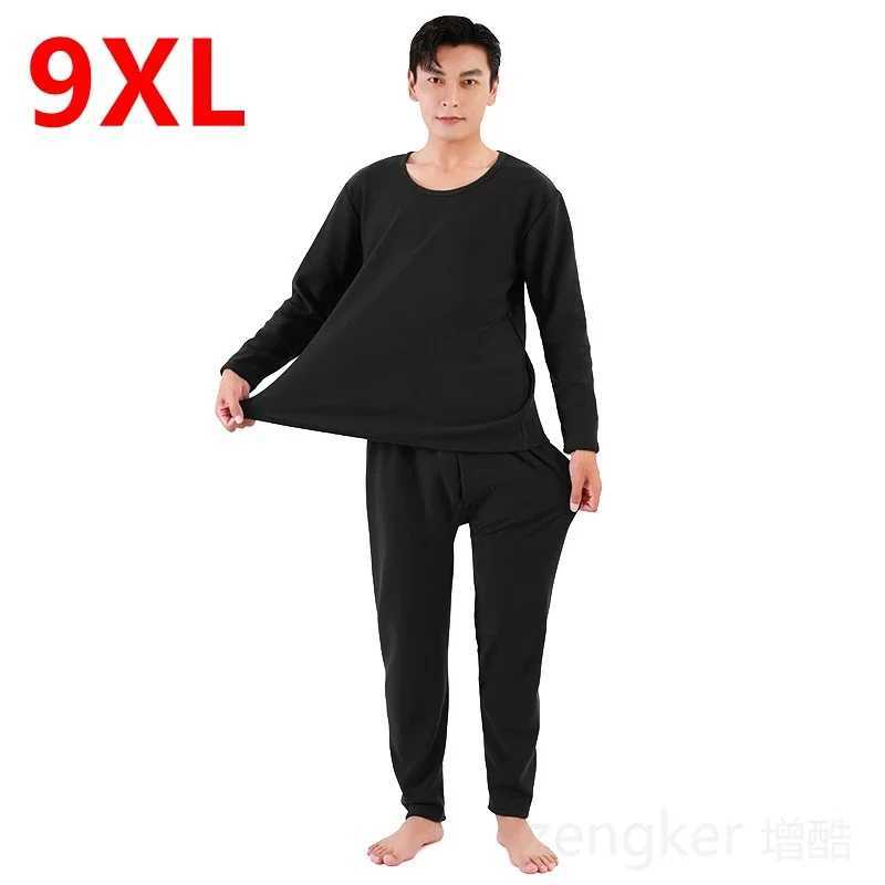 Mens autumn winter new big size high elasticity thermal underwear thickened thermal suit pijamas for men 8XL 9XLXJ241227