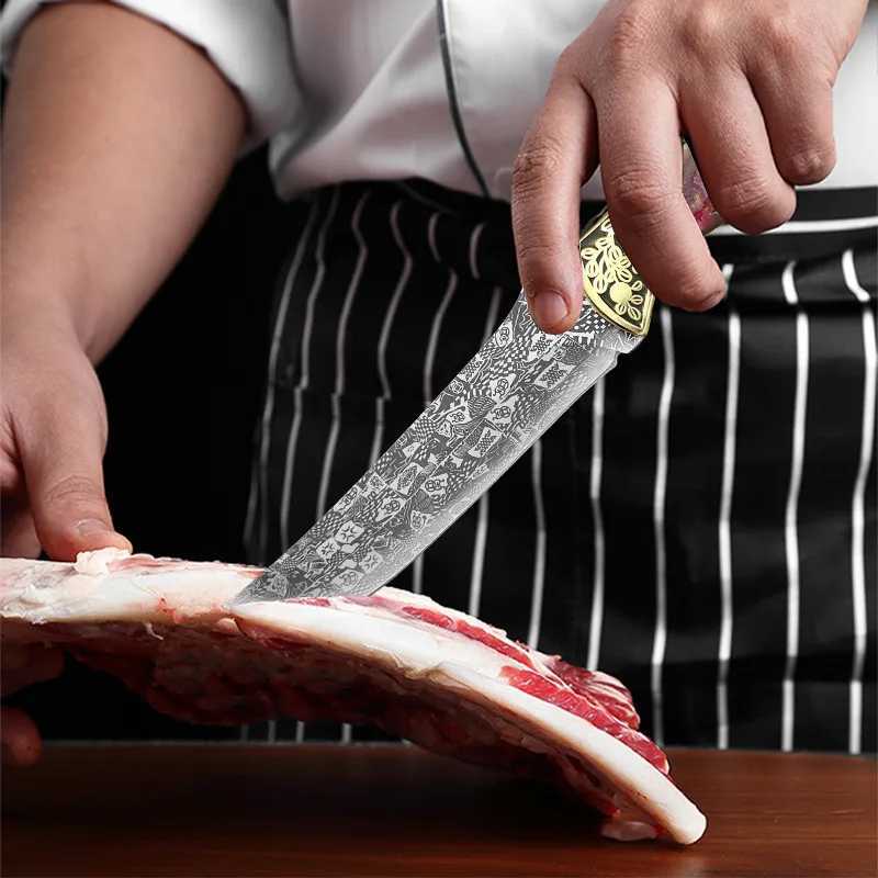 Stainless steel kitchen knife chefs knife cutter utility knife barbecue steak knife Y241227