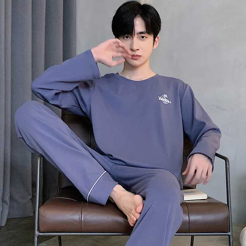 Cotton Plus Size Pajamas Men Long Sleeves Long Pants Sets Cartoon Bear Casual Nightwear Homewear Youth Sleepwear LoungewearXJ241227