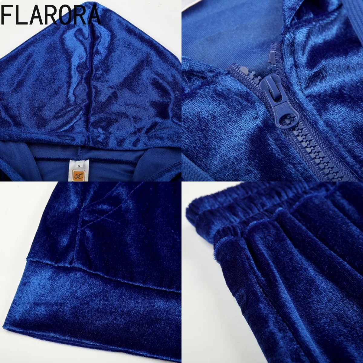 FLARORA Fashion Y2k Diamond Two Piece Sets Woman Long Sleeve Zipper Hoodie Jacket Coats And Pants Suits Casual Street Tracksuits 241224