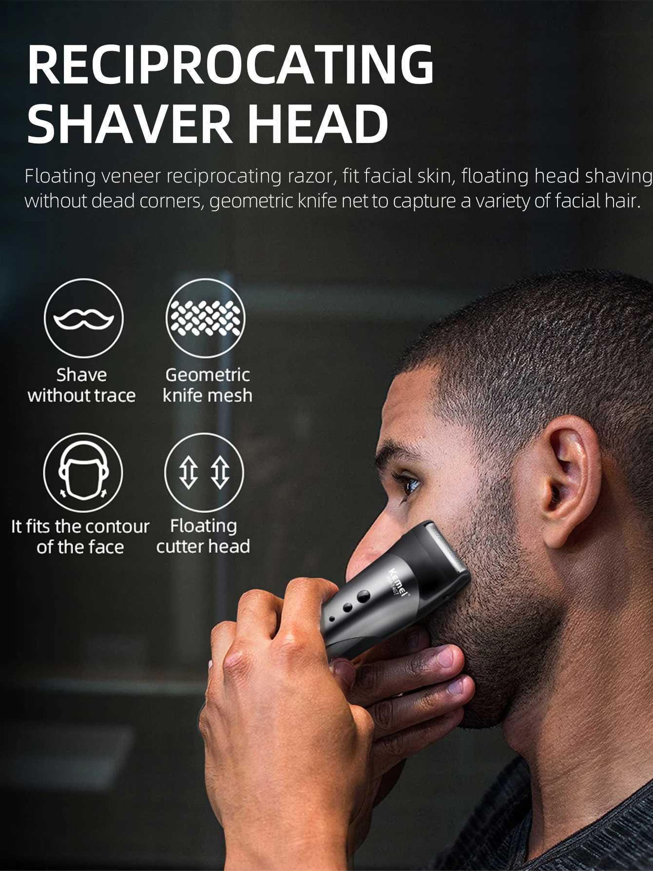 KEMEI Rechargeable Electric Nose Hair Clipper Multifunctional Hair Trimmer Professional Electric Shaver Beard Razor for Men W241227