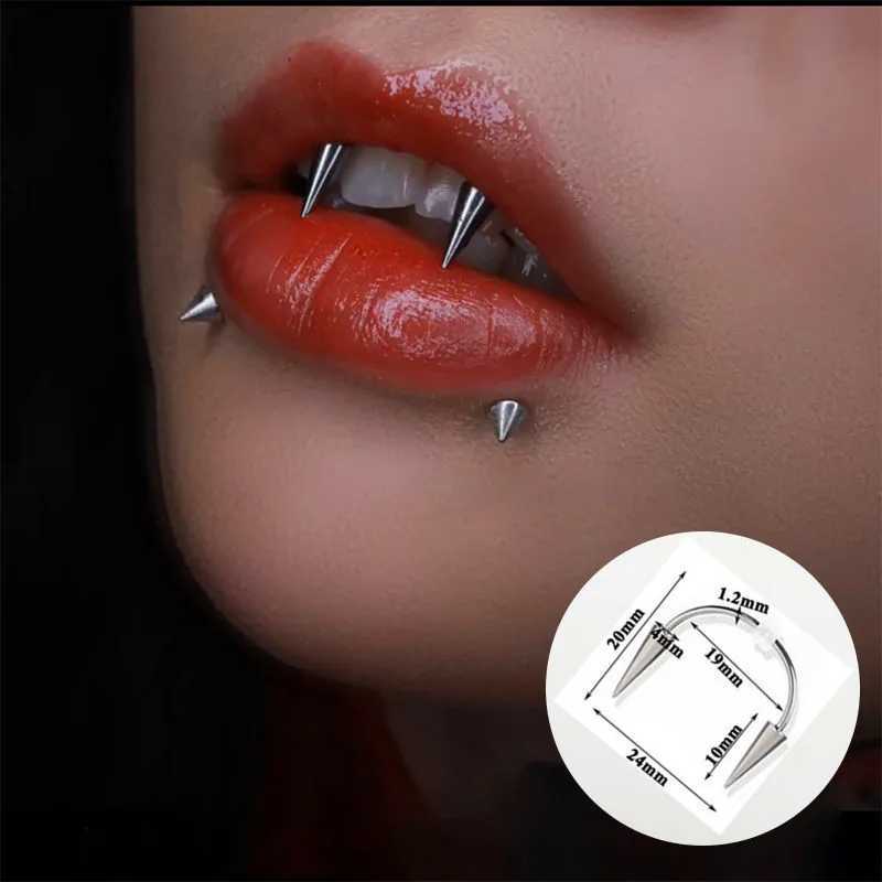 Stainl Steel Vampire Teeth Piercing Jewelry C Rod Face Lips Tiger Teeth Surgical Bo Piercing Teeth Decoration W241227
