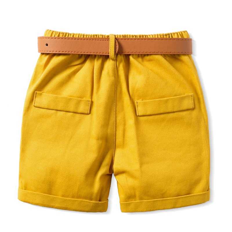 Newborn Daily Shorts for 1-6Y Boys Fashion Yellow +White Shorts With Belt 2 PCS Suit For Birthday Party For Casual Outfit W241227