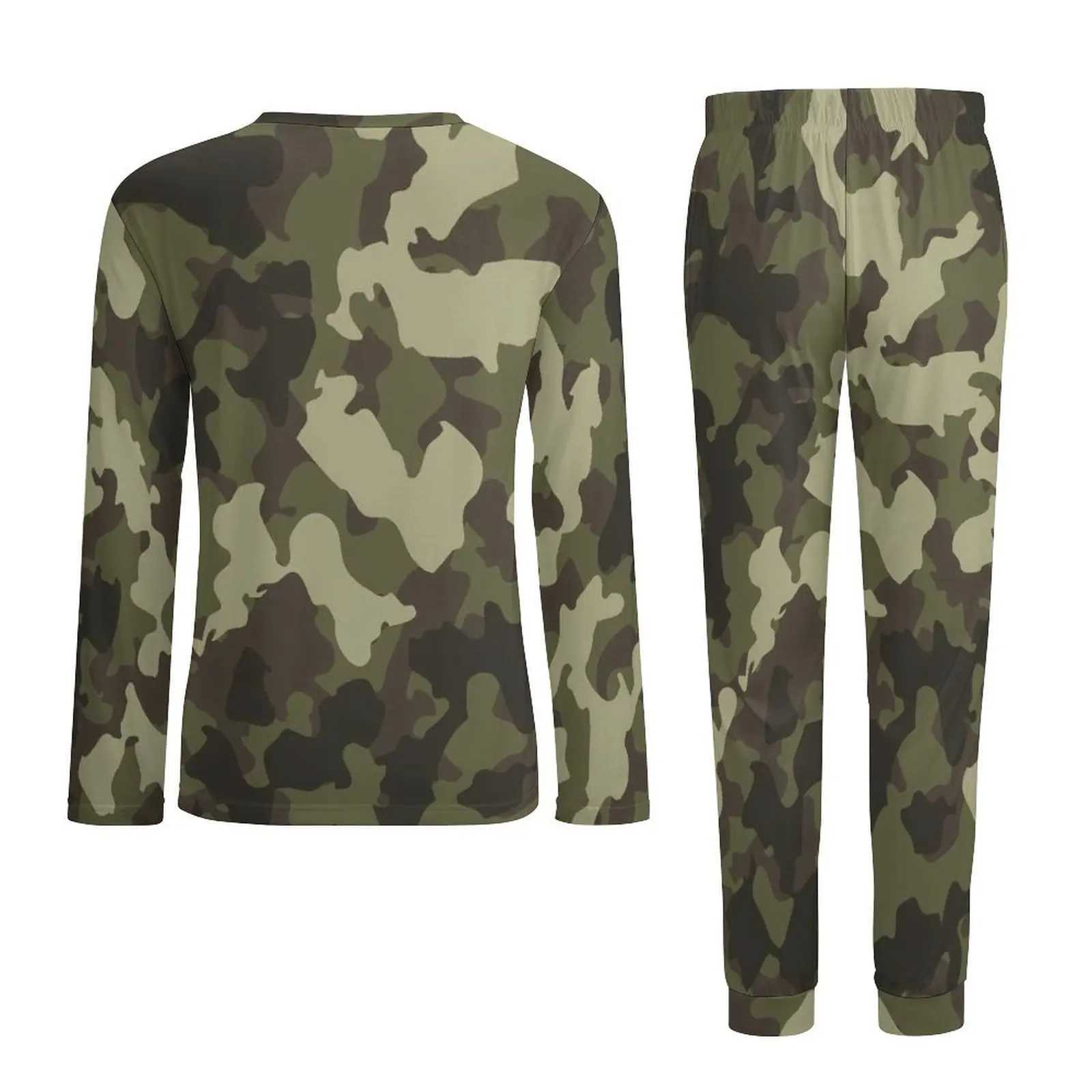 Army Camo Pajamas Spring Cool Camouflage Aesthetic Nightwear Men Two Piece Design Long Sleeves Cool Oversize Pajama SetsXJ241227