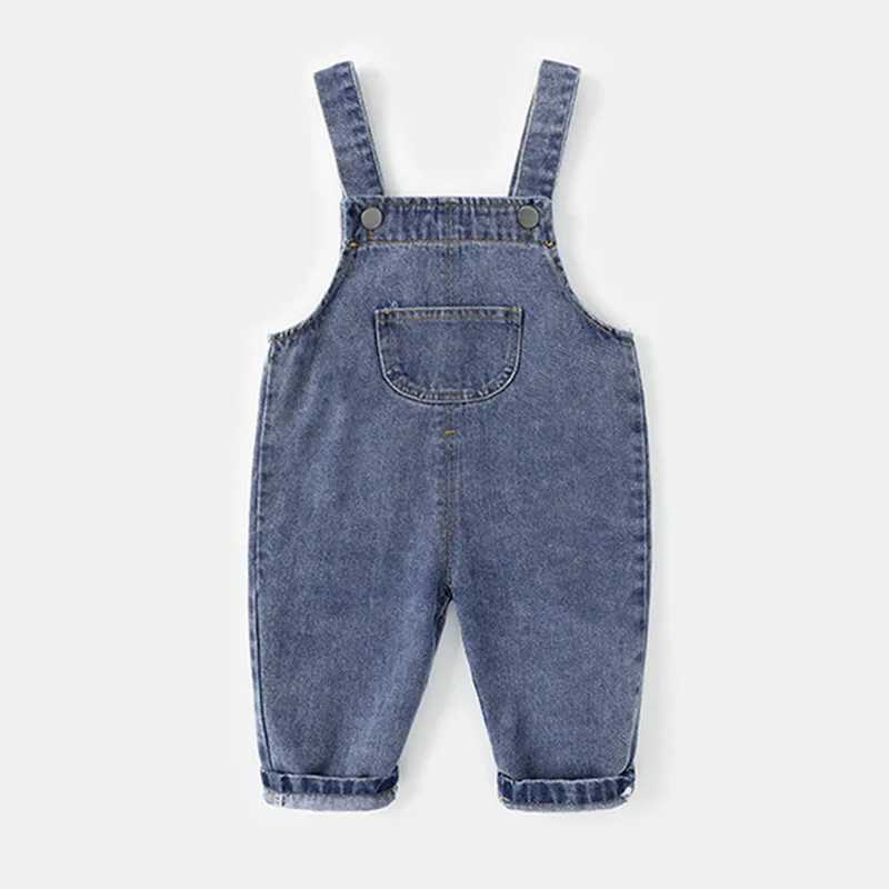 2024 Spring Autumn Children Clothes Infant Baby Boys Girls Jeans Jumpsuits Solid Denim Pants Toddler Kids Overalls Outfits W241227