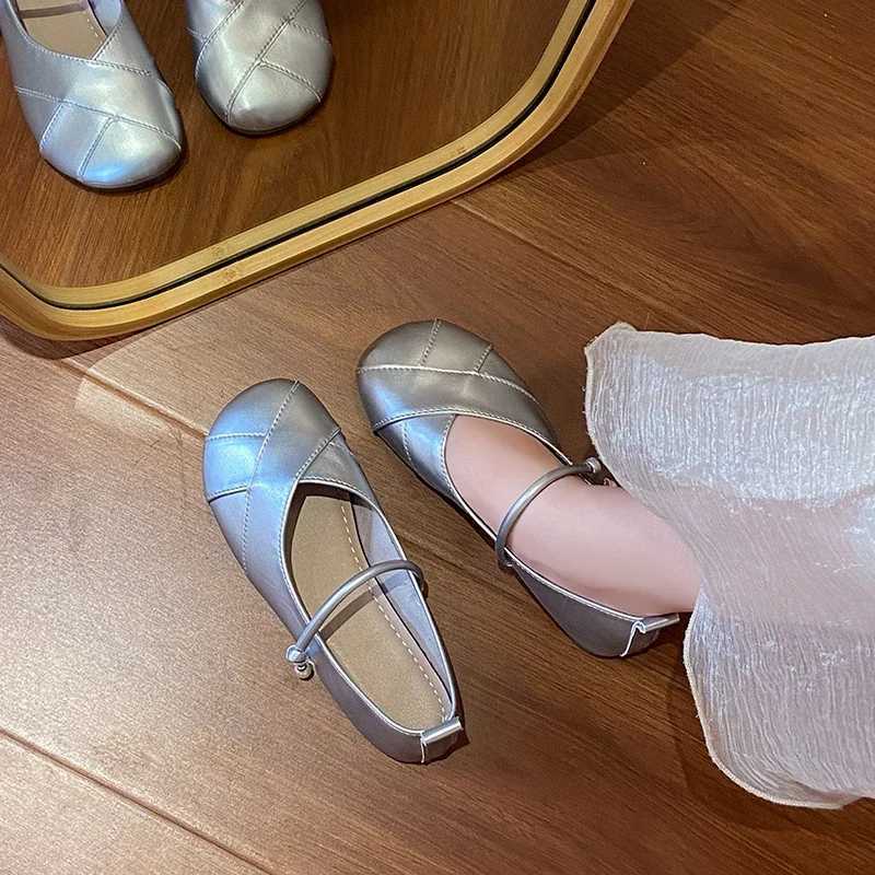 High Quality Women Leather Flats Shoes New Women Flat Footwear Spring Summer Mary Janes Casual Shoes Shallow Mouth Sandals T241227