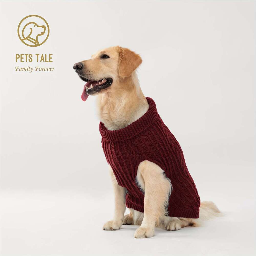 1pc Plain Color Pet Knitted Sweater For Autumn And Winter Dog Warm Clothes