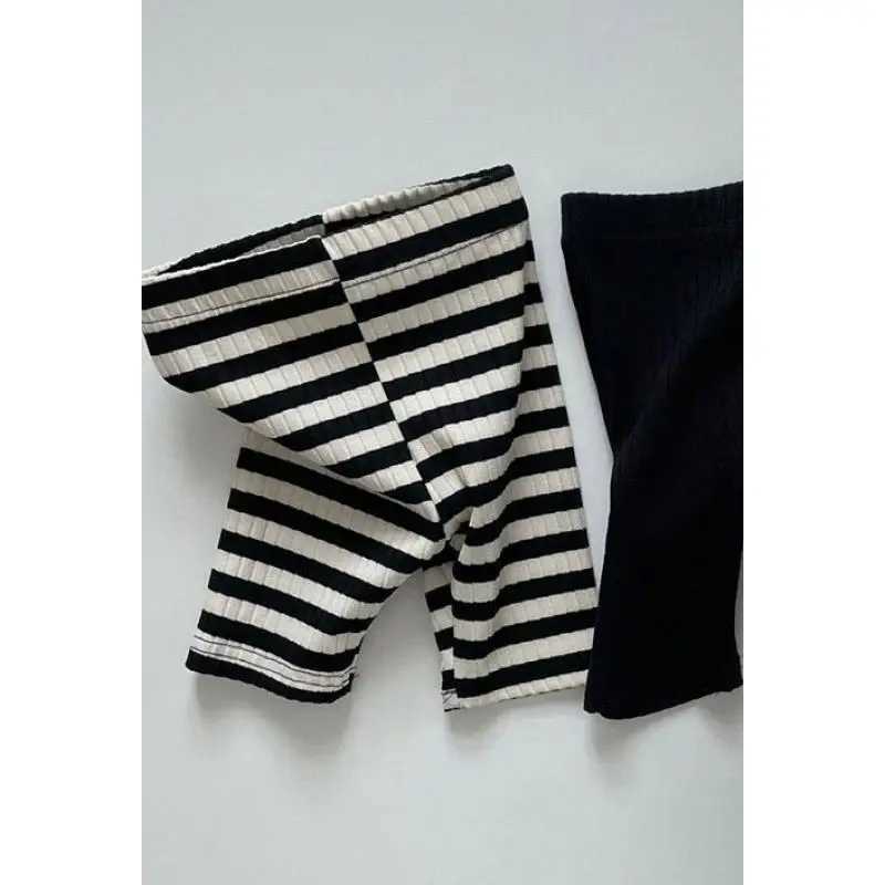 MiniAinis Summer New Girls Organic Cotton Outwear Shorts Girl High Stretch Shorts Children White Black Stripe Leisure Leggings W241227