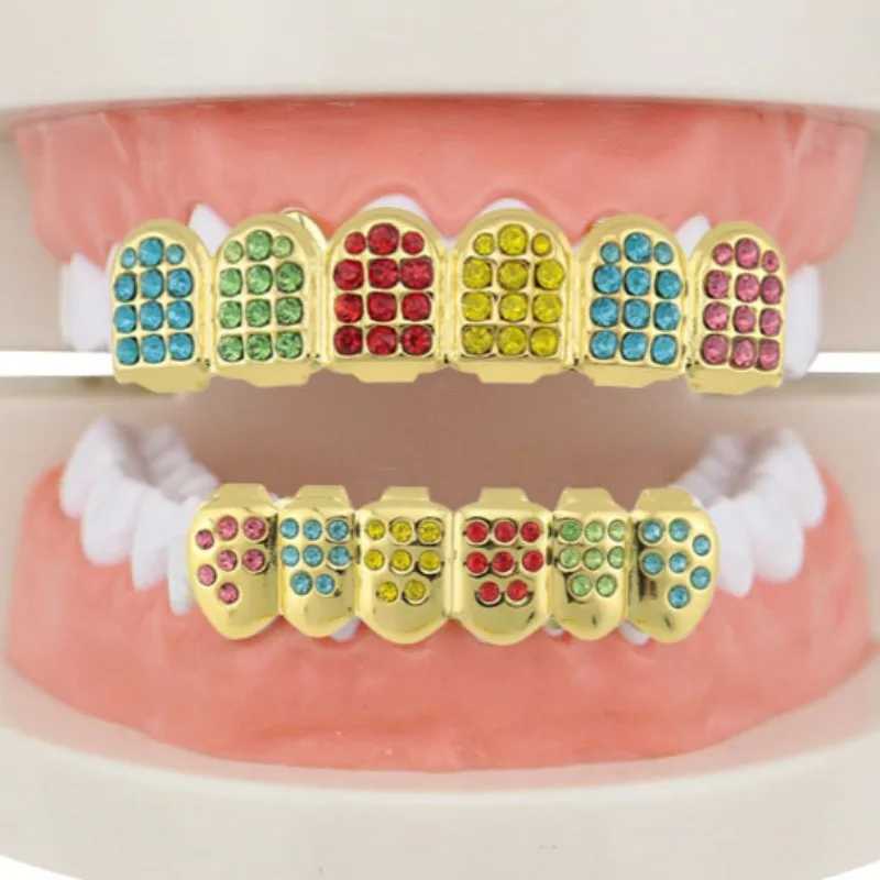 Hip Hop Full d Out CZ Stones Teeth Grillz Cs Cubic Zircon Micro Pave Top Bottom Charm Grillz Set For Men Women Jewelry Gift W241227