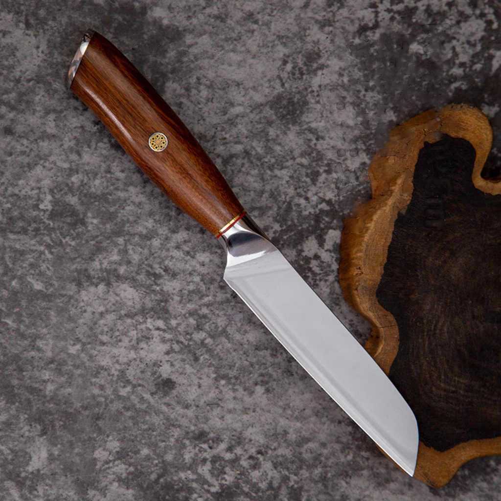 Utility Knife M390 Core 3 Layer Clad Steel Blade Wood Handle Sharp Santoku Cleaver Slicing Paring Kitchen Knives Cooking Tools Y241227