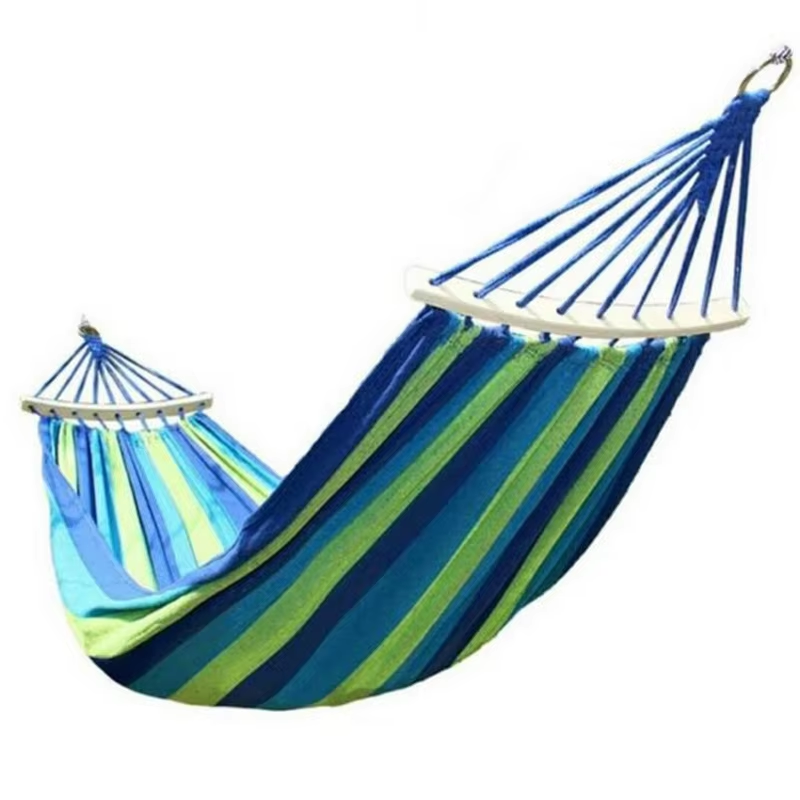 Outdoor Portable Camping Double Hammock Large Canvas Cotton Hammock With Wood stand