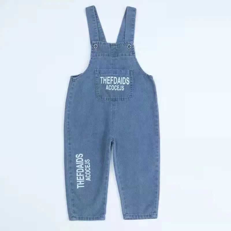 Kids Baby Denim Strap Pants Spring And Autumn Boys And Girls Thin Cute Childrens Fashionable Baby Soft Denim Pants W241227