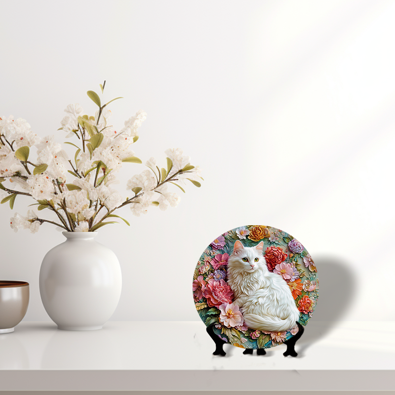 Chausie Lion Cat Memorial Customizable Circular Aluminum Pet Ornaments Premium Decorative Paintings Pet Souvenir Tombstones