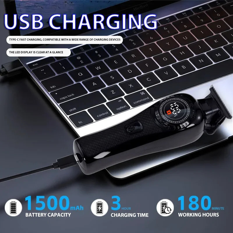 Professional Hair Salon Sculpt Line Electric Hair Trimmer Oil Head Push LCD Digital Display Hair Clipper Mens Barber Machine 241226