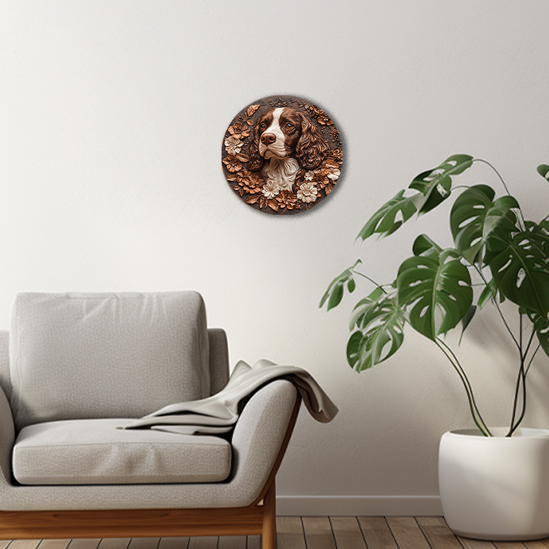 Customized French Bulldog Pet Ornaments - Ultra High Definition Circular Aluminum Decorative Paintings for Souvenir Tombstones