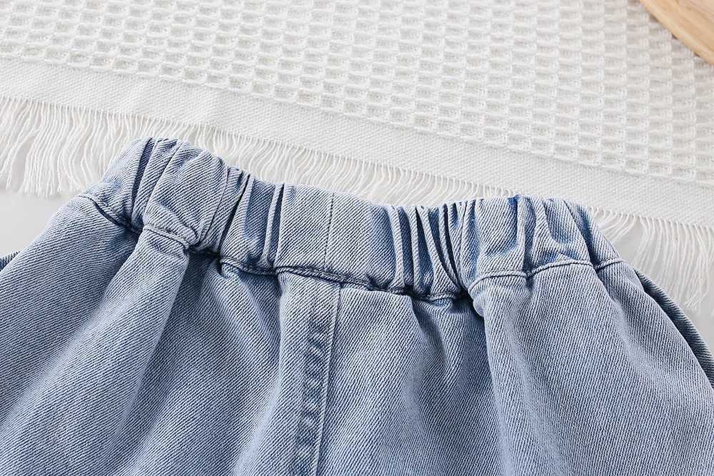 Kids Shorts Tulip Embroidery Lace Jeans Cute Shorts Jeans for Short Girls 2 To 6 Years Boutique Kids Clothing W241227