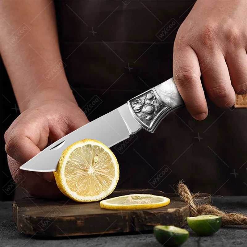 Professional kitchen ingredient knife and resin peeling knife for folding practical kitchen cooking knives for fruits meat fish and stainless steel Y2