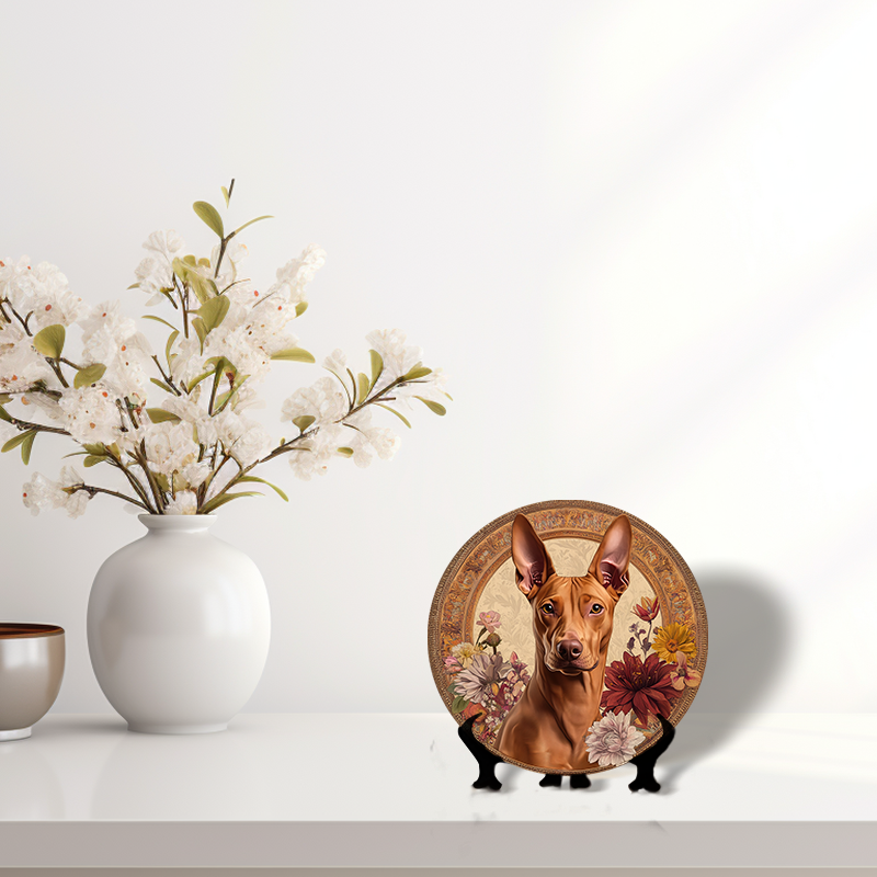 Customized Pharaoh Hound Pet Ornaments - Circular Aluminum Decorative Paintings | Unique Pet Souvenir Tombstones | Perfect Chris