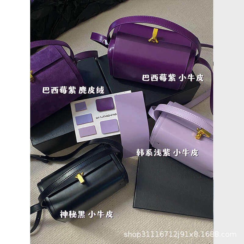 2023 genuine leather cowhide high-end and niche design Boston small square bag crossbody