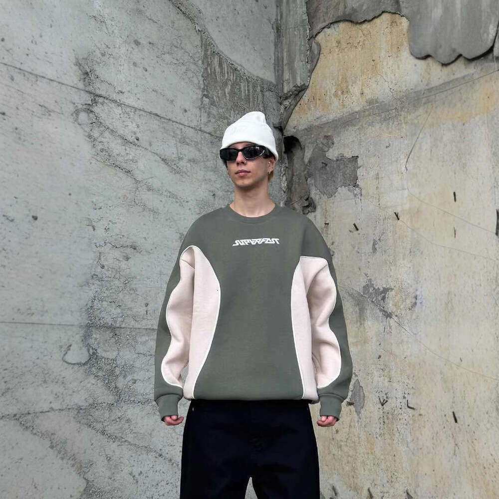 Alphabet solid color contrasting round neck sports street Y2K interior warm men's and women's styles