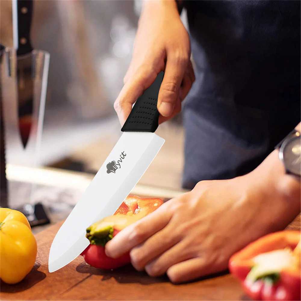 Ceramic knife set 3 4 5 6 inches kitchen chef knife with bracket rust proof white blade shell high-end ceramic fruit peeler for cooking Y241227