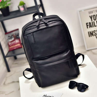 Retro Casual Men's Computer Bag Korean Version Student Backpack Women's PU Leather Travel Trend