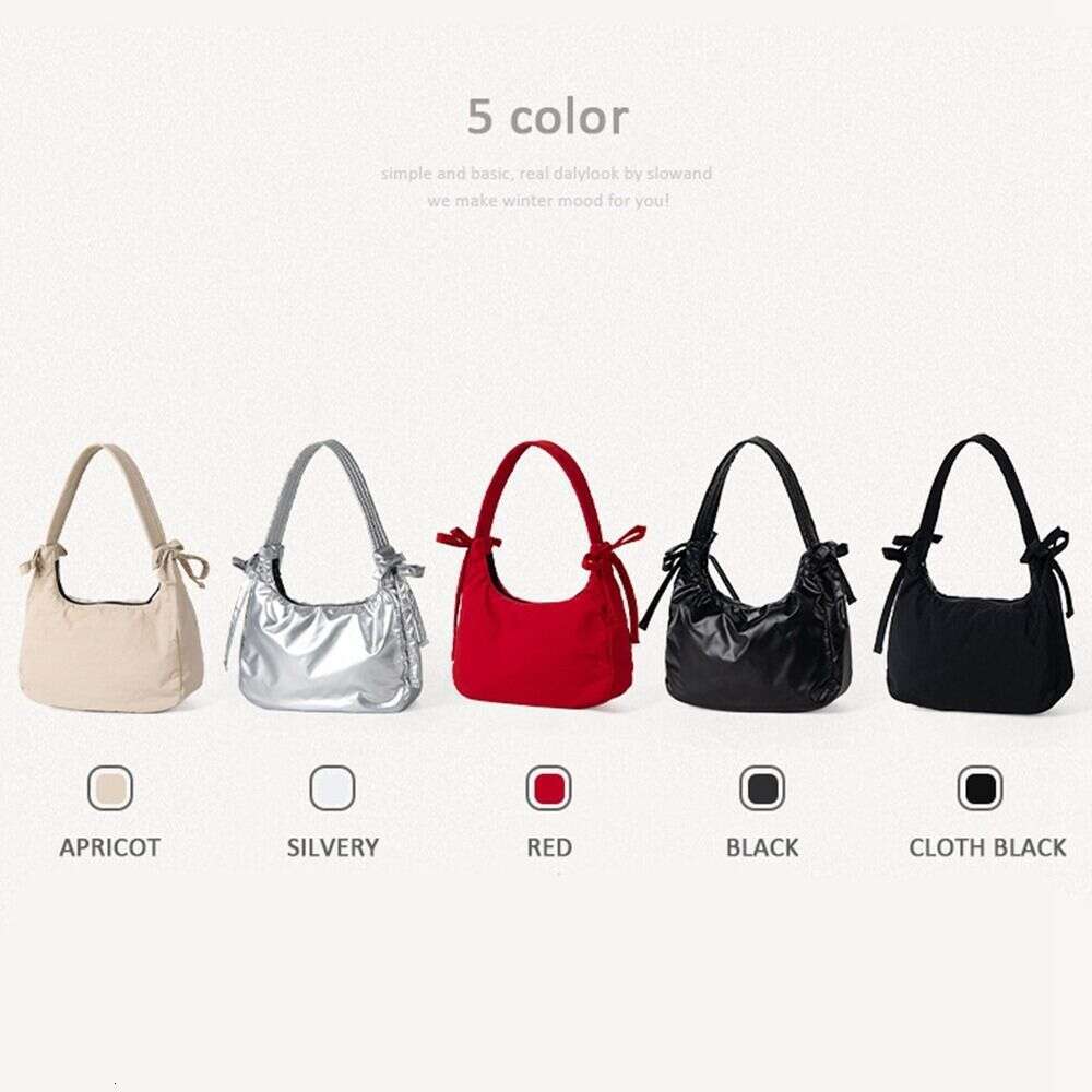 Women's Bags Handbag Casual Korean Style Nylon Bow Underarm Bowknot Purse Oxford Cloth Shoulder Bag Pure Color Simple Handbag Women