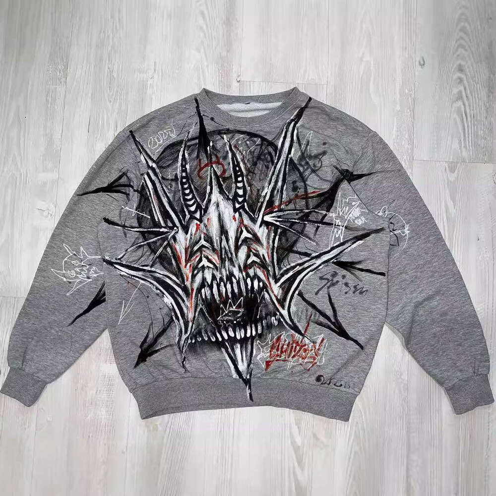 New Gothic Spider Printed Street Autumn/Winter Round Neck Loose Dark Hoodie Trendy