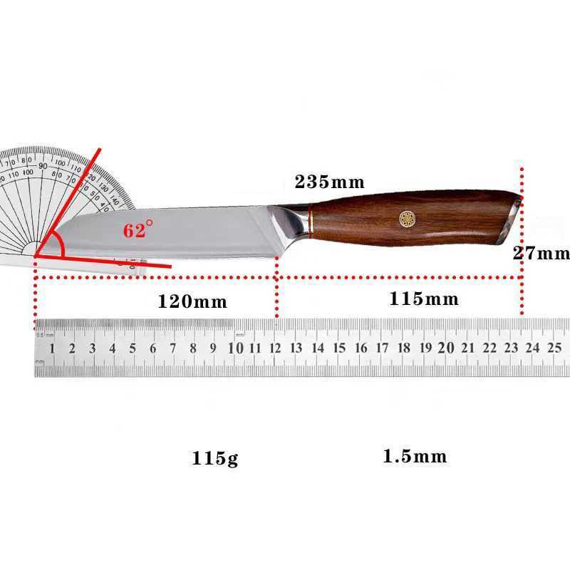 Utility Knife M390 Core 3 Layer Clad Steel Blade Wood Handle Sharp Santoku Cleaver Slicing Paring Kitchen Knives Cooking Tools Y241227
