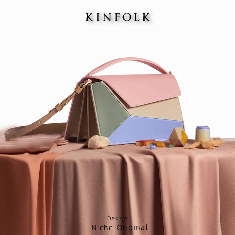 2025 New Trkiye Style Geometric Design Contrast Rhombic Organ Small Square Bag High Texture One Shoulder Crossbody