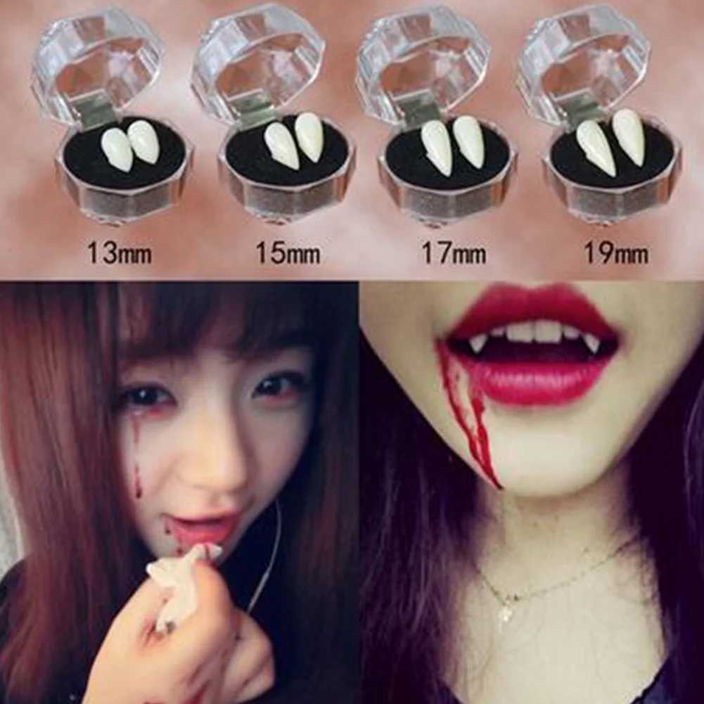 1 Pair Halloween Vampire Teeth Fangs Dentures Prop Party Costume DIY Cosplay Props Decor False Teeth Adult Kids Resin Fangs 2023 W241227