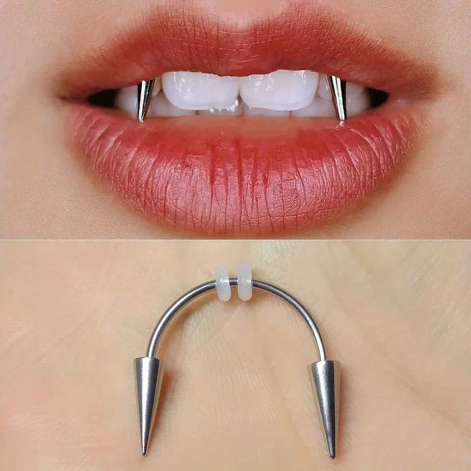 Hypoallergenic 316L Stainl Steel Vampire Fangs Single Piece For Women Lip Piercing Jewelry Fashion Accories W241227