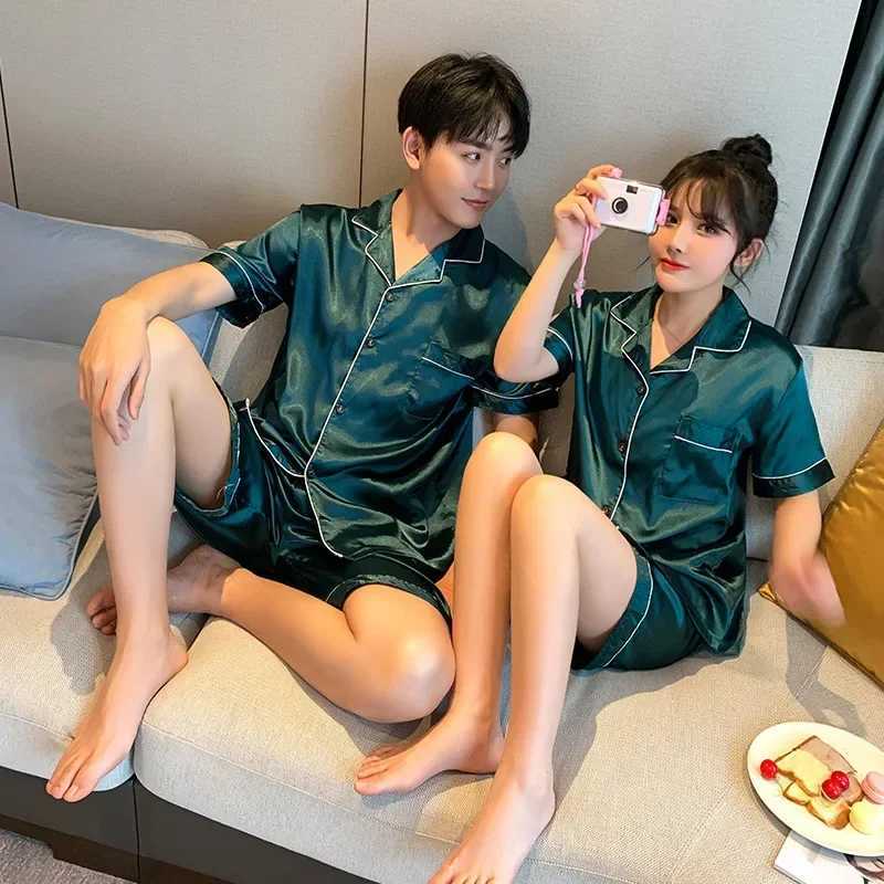 Luxury Pajama Suit Satin Silk Pyjamas Sets Couple Sleepwear Casual Family Pijama Lover Night Suit Men Women Plus Size Pj SetXJ241227