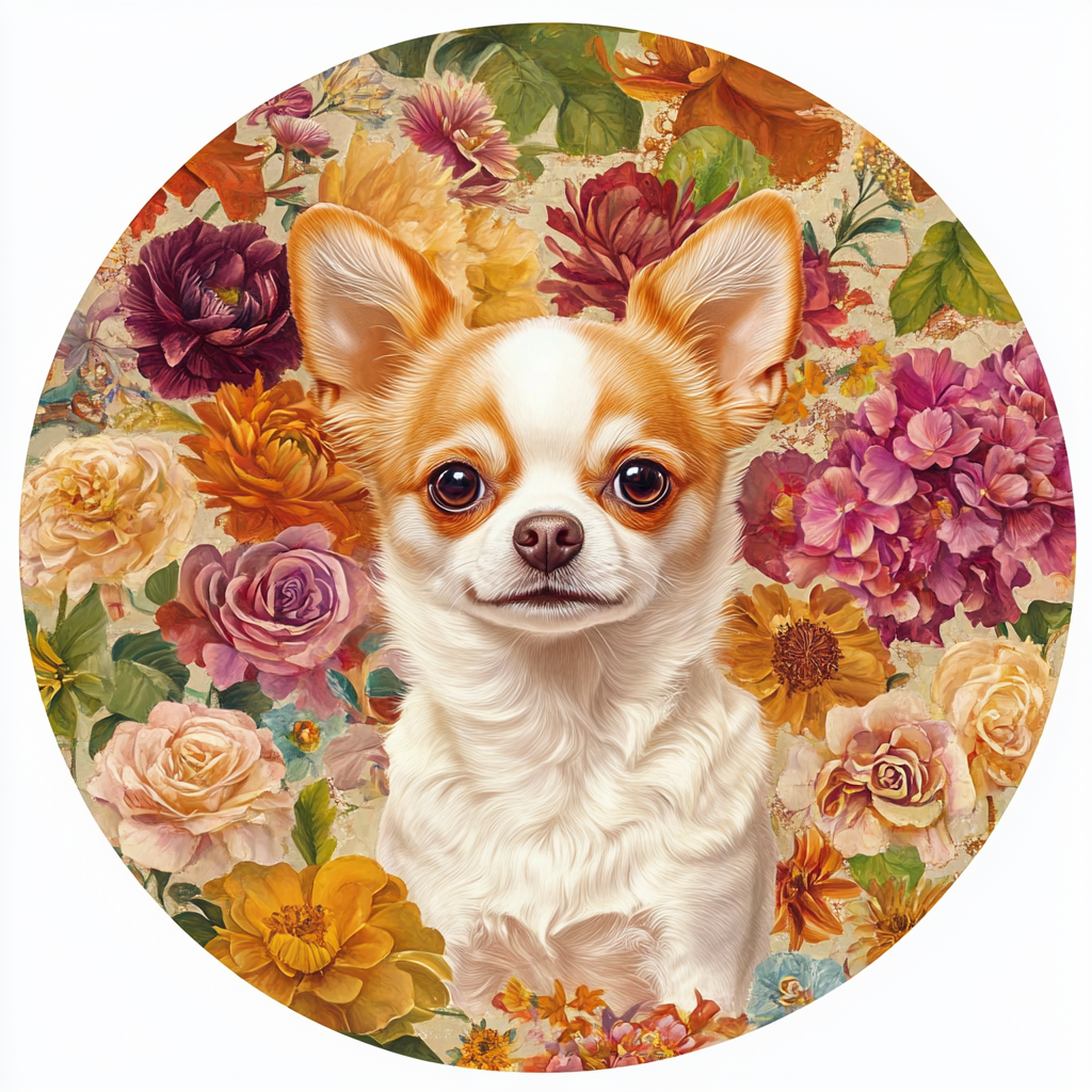 Custom Chihuahua Pet Ornaments - Circular Aluminum Decorative Paintings, Personalized Pet Souvenir Tombstones