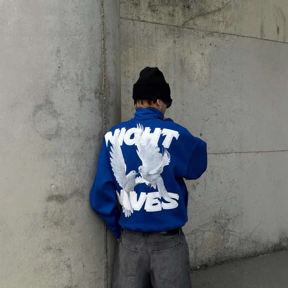 Y2K letter printed street half zip hoodie loose jacket for men and women