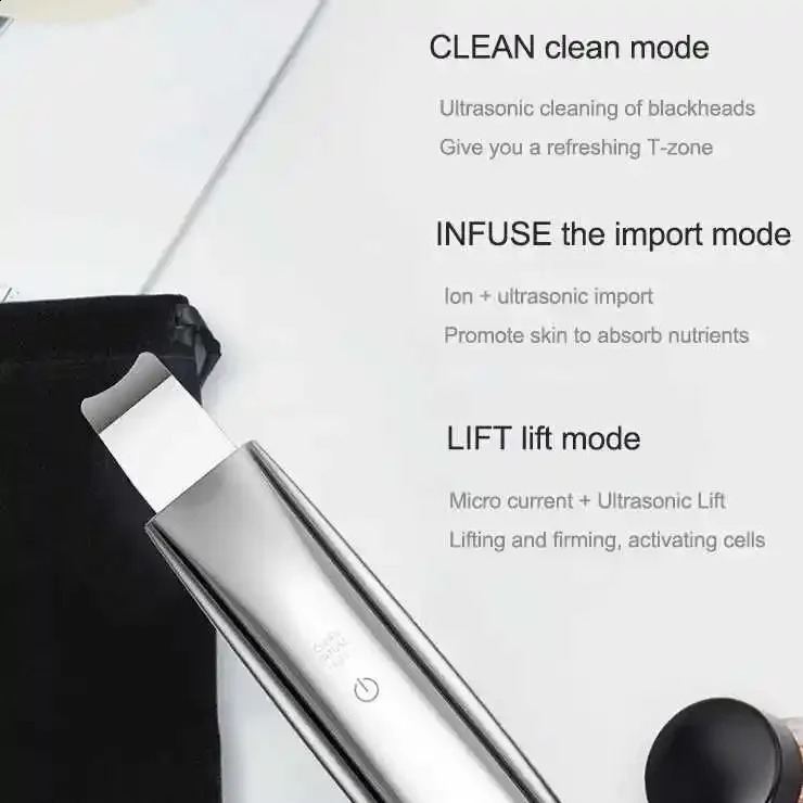 Multi-functional Skin Scrubber Ultrasonic Cleansing Ion Importing EMS lifting USB Charging Base 241226