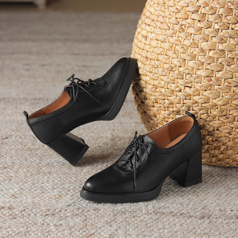 AIYUQI Thick Heel Female Shoes Spring and Autumn Women's High Heels Pointed Lace-up Fashion Shoes for Women