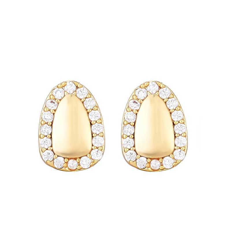 Hip Hop 2pcs d CsTeeth Grillz Gold Plated Cubic Zircon Micro Pave Top Bottom Charm Grills For Men Women Jewelry W241227